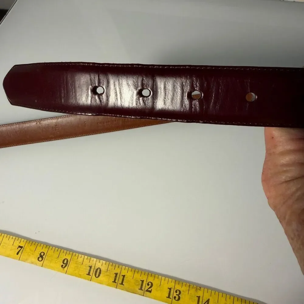 Vintage Coach Oxblood Leather Belt 34 Solid Brass Buckle Costa Rica